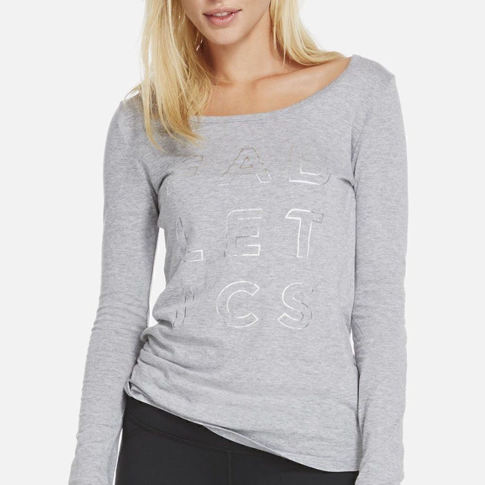 Fabletics Grey Scoop Long Sleeve Tee